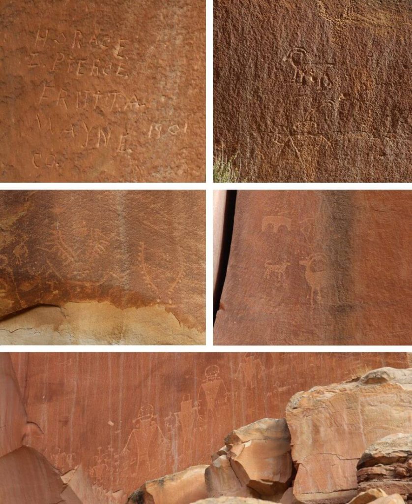 petroglyphs on sandstone wall